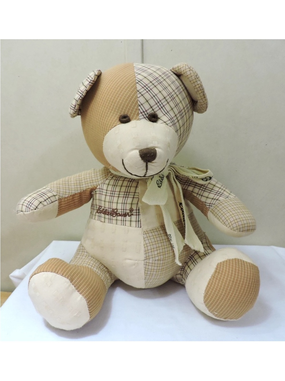 Eddie Bauer Patchwork Beige & Cream Teddy Bear